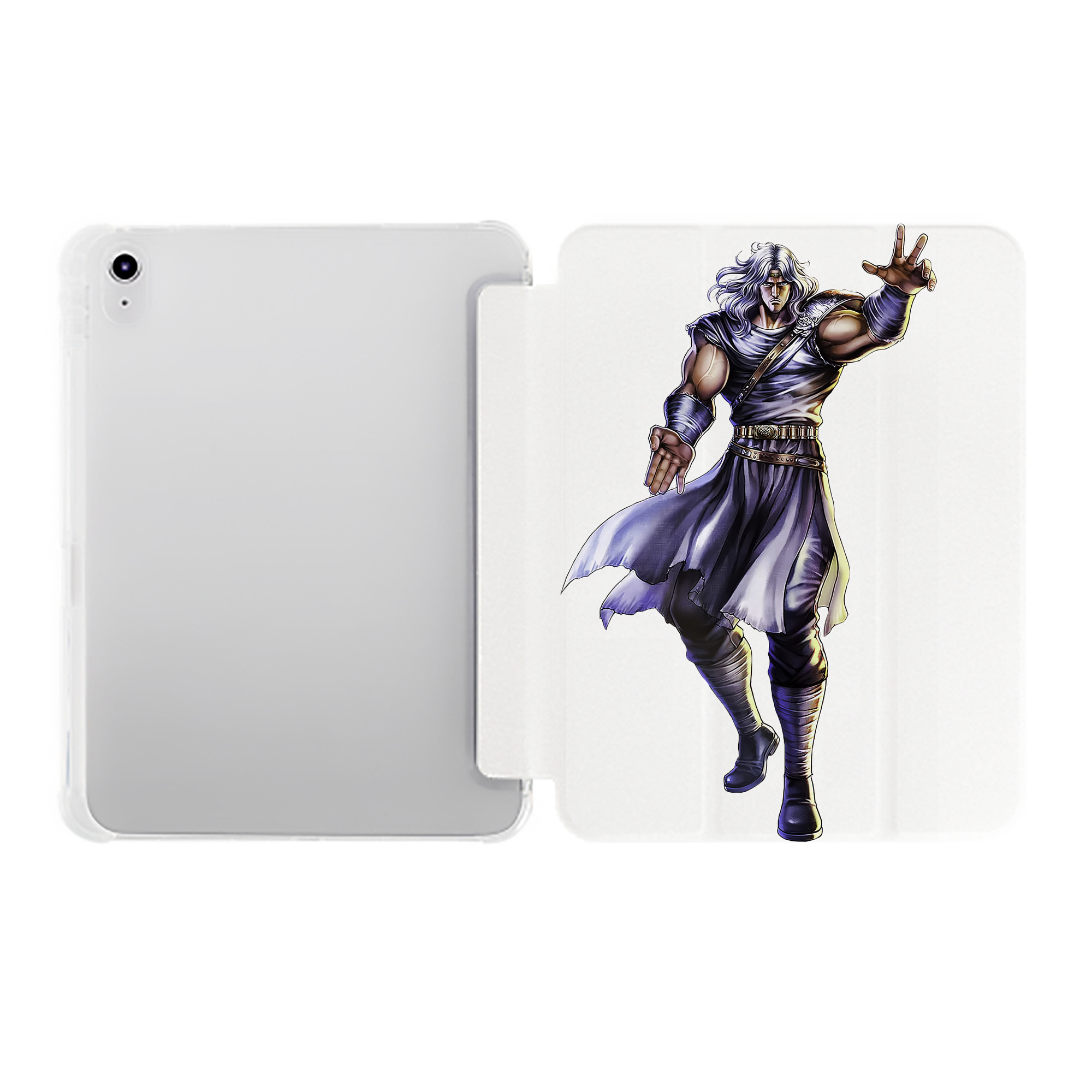 （画像用） 北斗の拳 Fist of the North Star IPad ケース ペン収納付き 三つ折りスタンド PUレザー×シリコン 対応機種9.5/10.5/10.9インチ